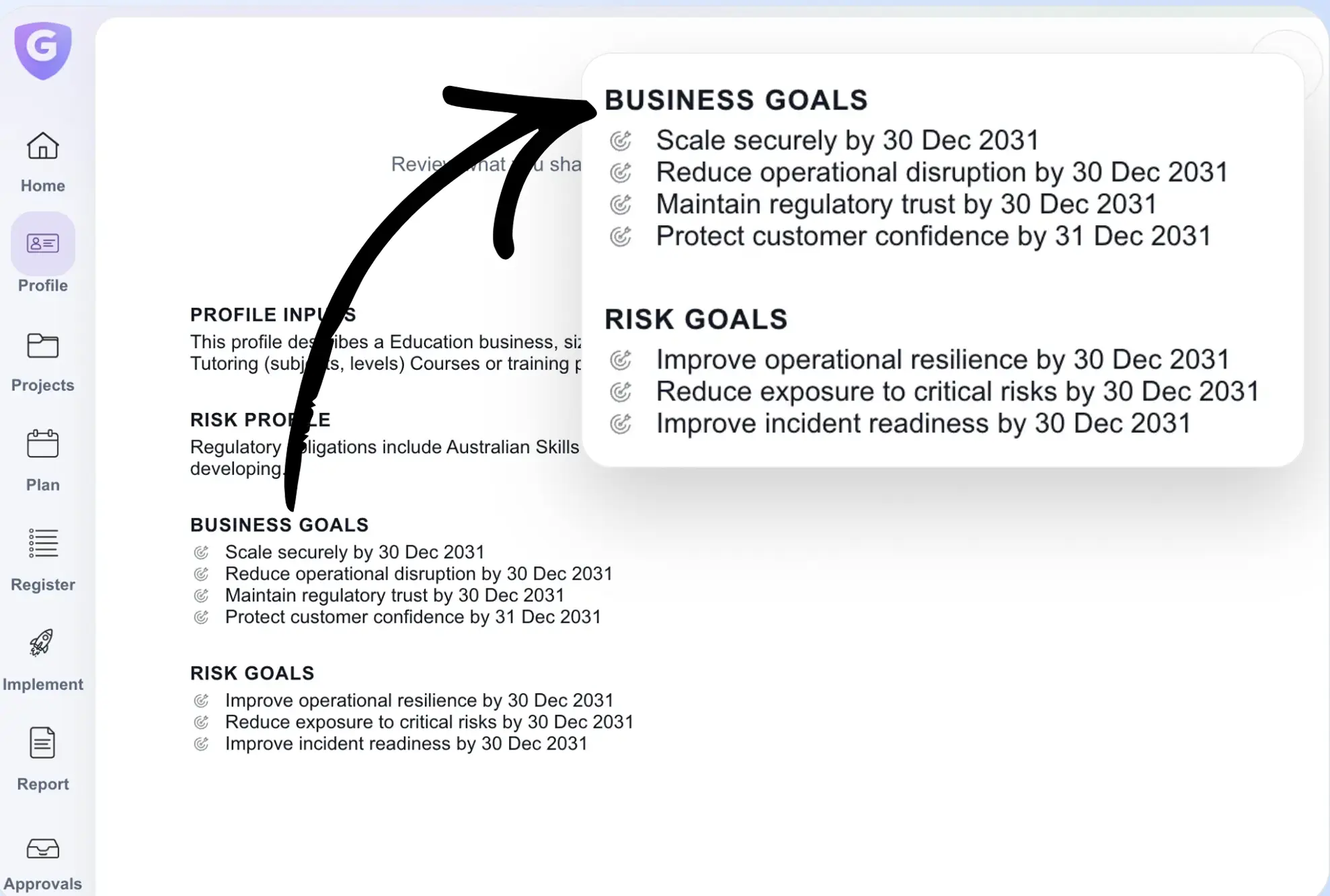 Guardzy business profile summary view